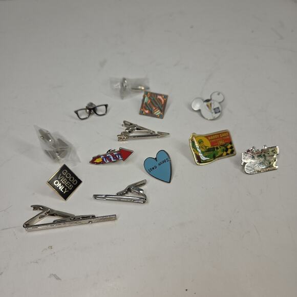 Vtg Tie Clips Tacs Pins Lot Mens Business Workwear Funny Nerd Fashion - Picture 2 of 7